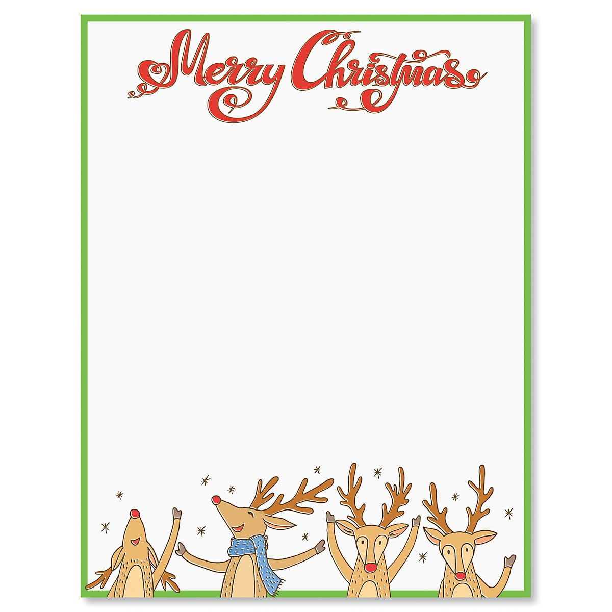 Reindeer Christmas Letter Papers Set of 25 Christmas stationery