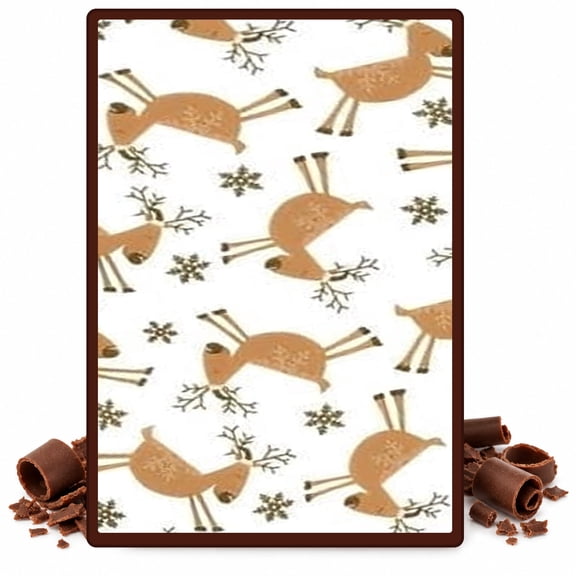 Reindeer Christmas Pattern Edible Chocolate Transfer Sheet, by TNCT. (1 Count)