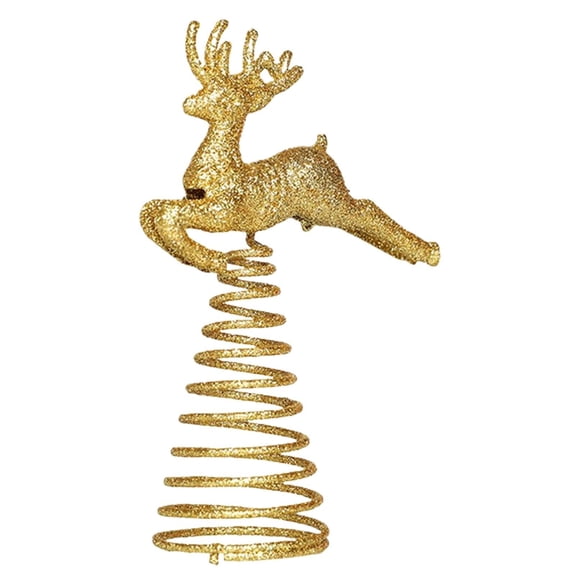 Reindeer Christmas Tree Topper Glitter Reindeer Spring Flexible Figurine (A)