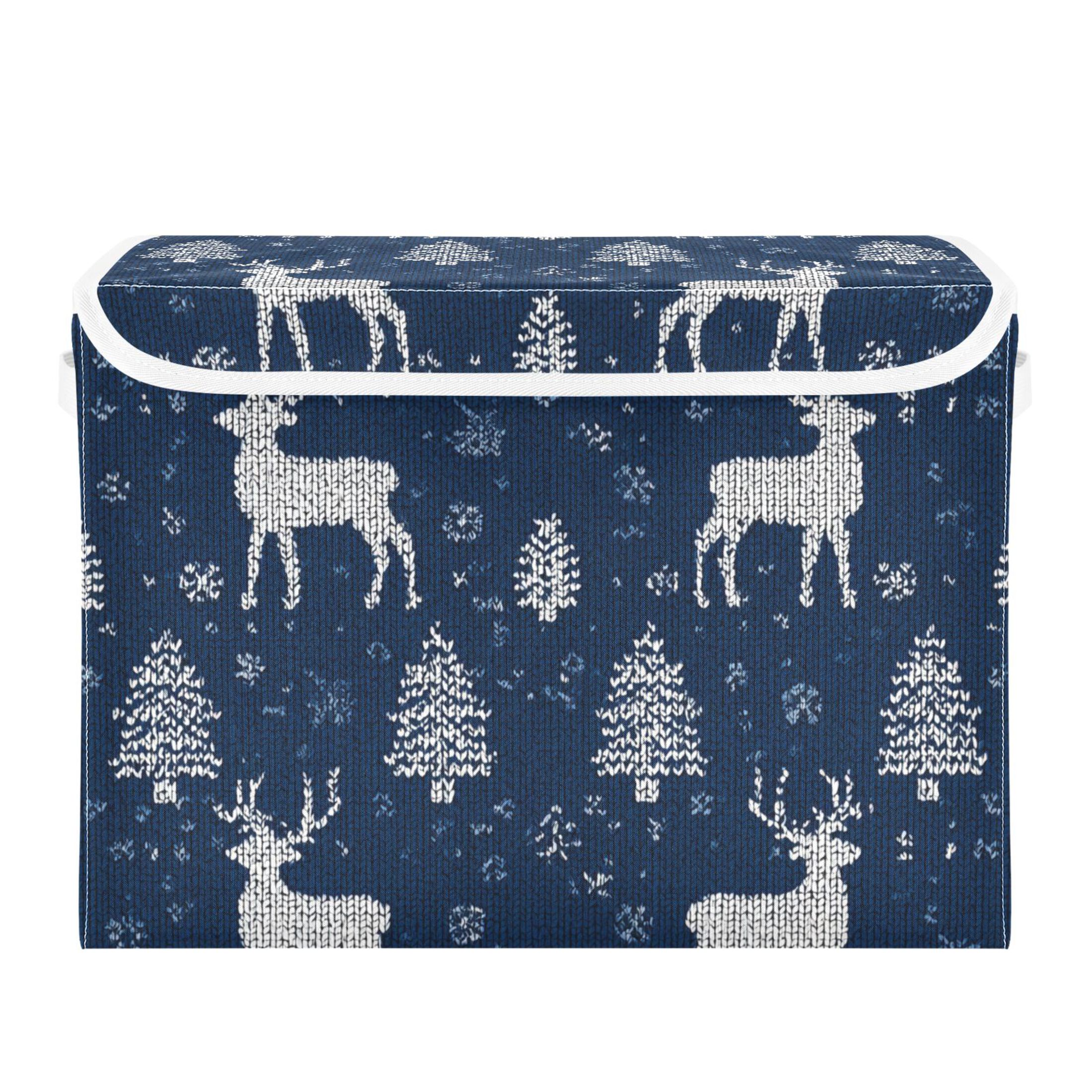 Reindeer Christmas Trees Elegant Knit Pattern Foldable Storage Bins ...
