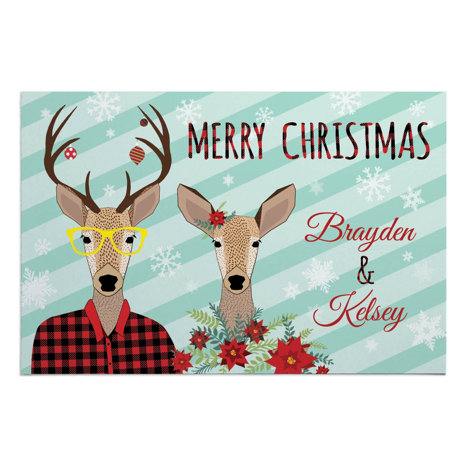 Reindeer Couple Personalized Doormat