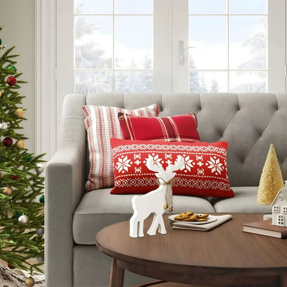 Reindeer Decoration under $5! Cagogo White Bells Reindeer Christmas Decor, Wooden Density Board Ornament, Kitchen Window Fireplace Decoration, Festive Holiday Home Decor, Christmas Elk Ornament