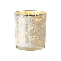 Reindeer Decorative Candle Cup Holder - One Pcs Decorative Votive Tealight Glass Cup for Christmas, Rustic Home Decor, Holiday Centerpiece(Silver)