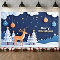thumbnail image 1 of Reindeer Design Christmas Banner Colorful Ornaments Xmas Display Star Decorations Blue Background Holiday Backdrop for Christmas Party Home Decoration Family Party, 1 of 9
