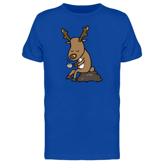 Reindeer Drinking Coffee Alone Tee Men's -Image by Shutterstock