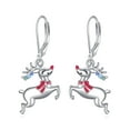 thumbnail image 1 of Reindeer Earrings Sterling Silver Reindeer Dangle Earrings Cute Animal Jewelry Christmas Valentine Gifts for Women, 1 of 6