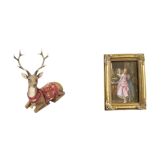 Reindeer Elk Deer Sculpture Ornament Resin Material Tabletop Wall Decor for Home and Office Display