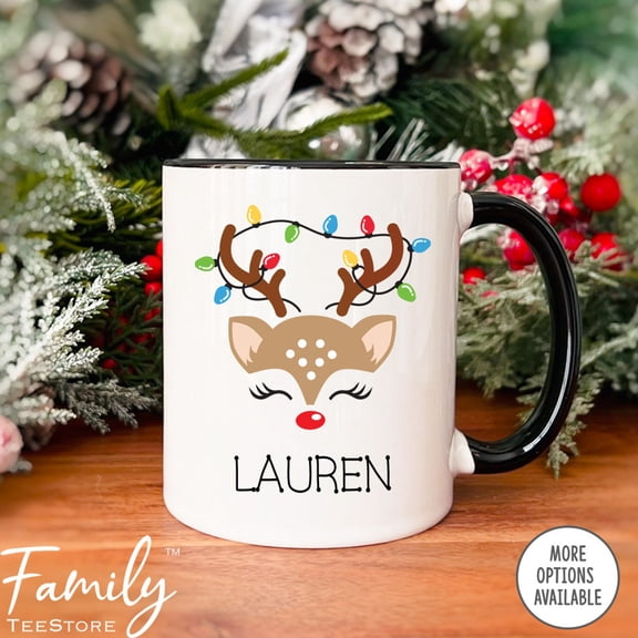 Reindeer Face Mug Personalized Christmas Mug Secret Santa Gift Custom Name Mug Funny Chris