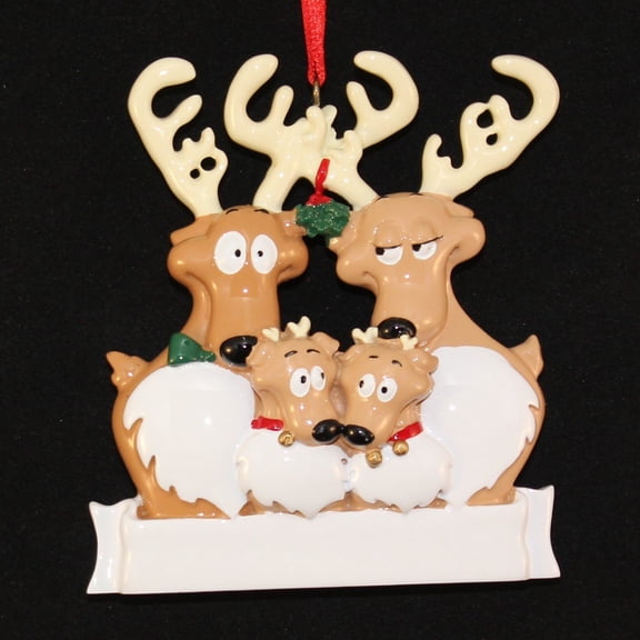 Reindeer Family 4 Personalized Christmas Ornament DO-IT-YOURSELF