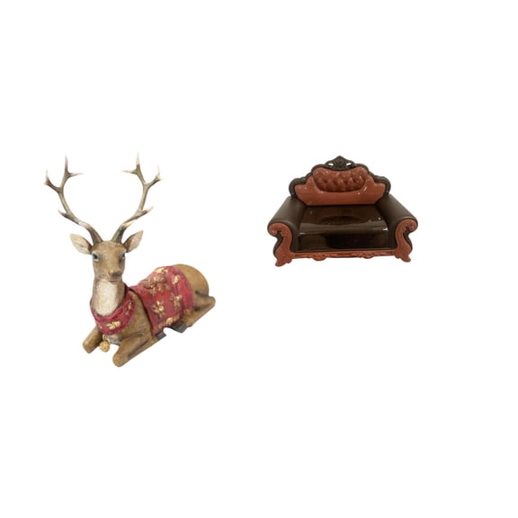 Reindeer Figurine Elk Deer Statue Sofa Miniature Resin Material for Living Room Bedroom Office Decor