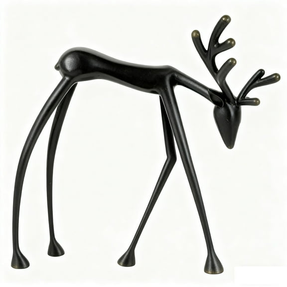 Reindeer Figurine Statues Deluxe, Christmas Desktop Deer Metal Reindeer Ornaments for Home Decor Room Office Bookself Tabletop Mantle Christmas Decoration