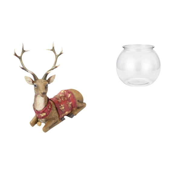 Reindeer Figurines Elk Deer Statue Transparent Small Fish Tank Table Vase for Home Plants and Coffee Table Display
