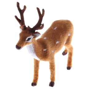 Reindeer Figurines Plush Deer Figures Christmas Elk Figurines for Holiday Winter Xmas Table Top Decorations Ornaments