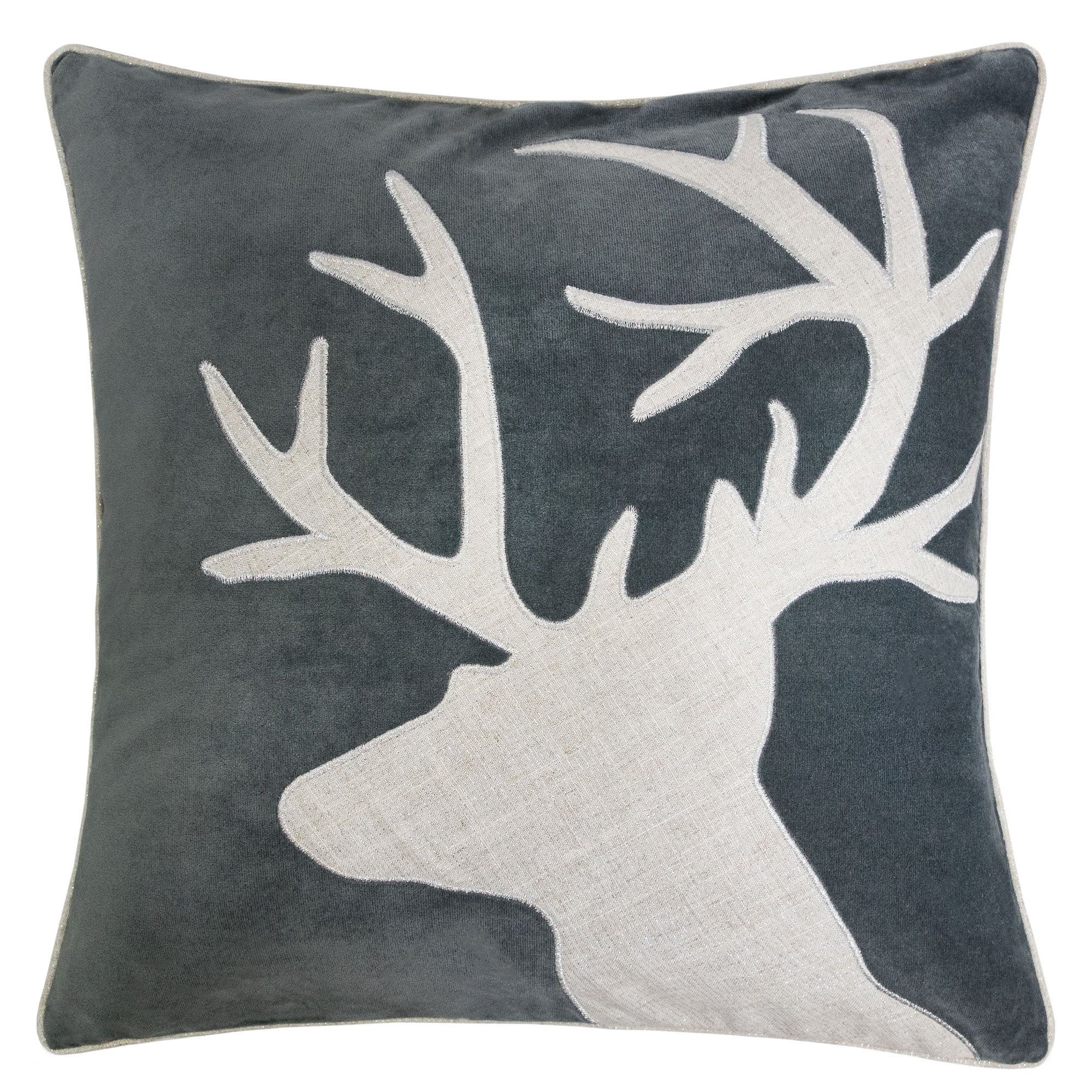 Reindeer Gray Animal Print Polyester 20 in. x 20 in. Throw Pillow