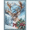 thumbnail image 1 of Reindeer with Holly Snow Merry Christmas DIY 11CT Stamped Cross Stitch Kits for Beginners Easy Needlepoint Embroidery Counted Cross Stitch Art Craft for Wall Decoration 12x16inch(6), 1 of 8