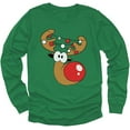 thumbnail image 1 of Tstars Reindeer Long Sleeve Shirt Toddler Youth Kids Ugly Christmas Sweater Style 5T Green, 1 of 6