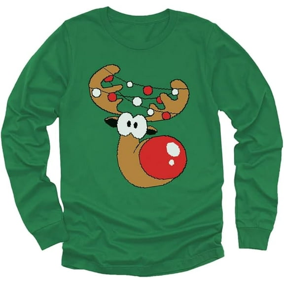 Tstars Reindeer Long Sleeve Shirt Toddler Youth Kids Ugly Christmas Sweater Style 5T Green