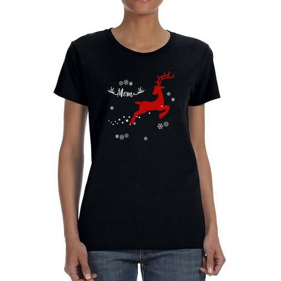 Reindeer Mom T-Shirt Women -Smartprints Designs, Female 3X-Large