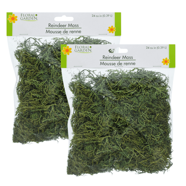Reindeer Moss 24cuin. Green Dried Decorative Artificial Moss for