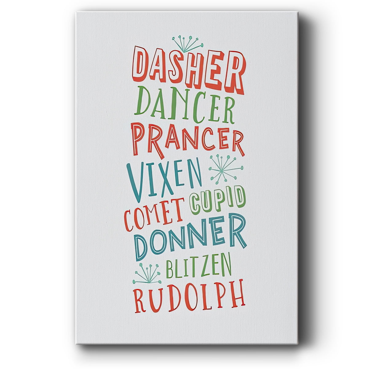 Reindeer Names - Multicolor Light Gray- Gallery Wrapped Canvas