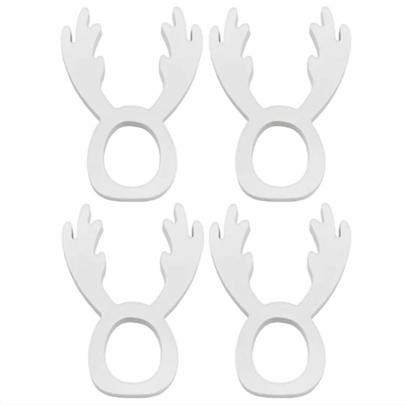 Reindeer Napkin Rings 4Pk, Wooden Christmas Holiday Napkin Holder Rings