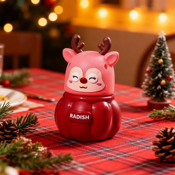 Reindeer Night Light Portable LED Nightlight for Christmas Decor young mans Room Safe Holiday Decoration with Pumpkin Base Festive Gift Idea(Pink)