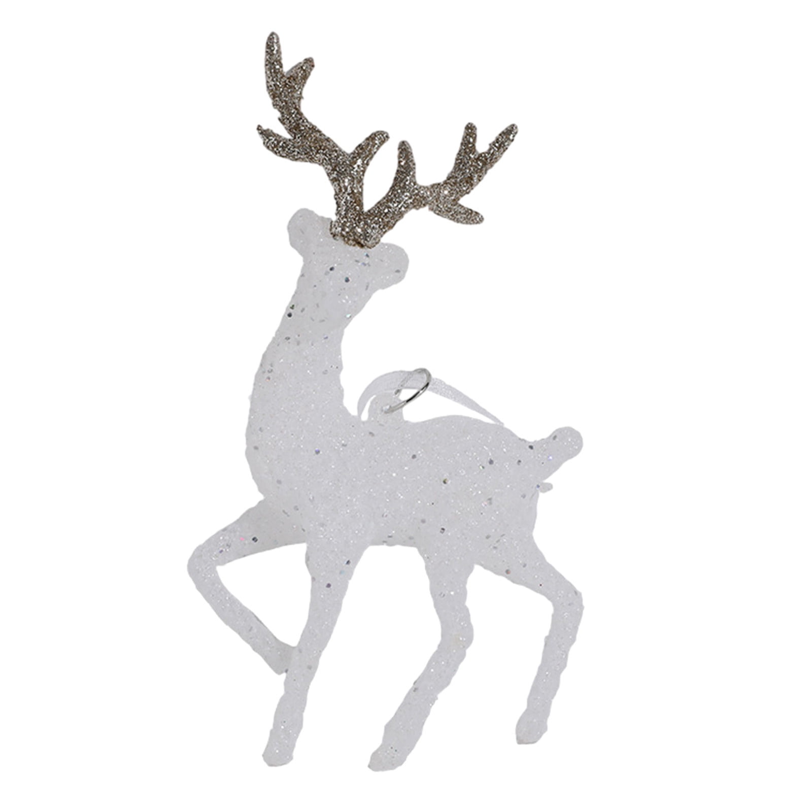 Reindeer Ornaments for Christmas Tree, Plastic Glitter Reindeer Hanging