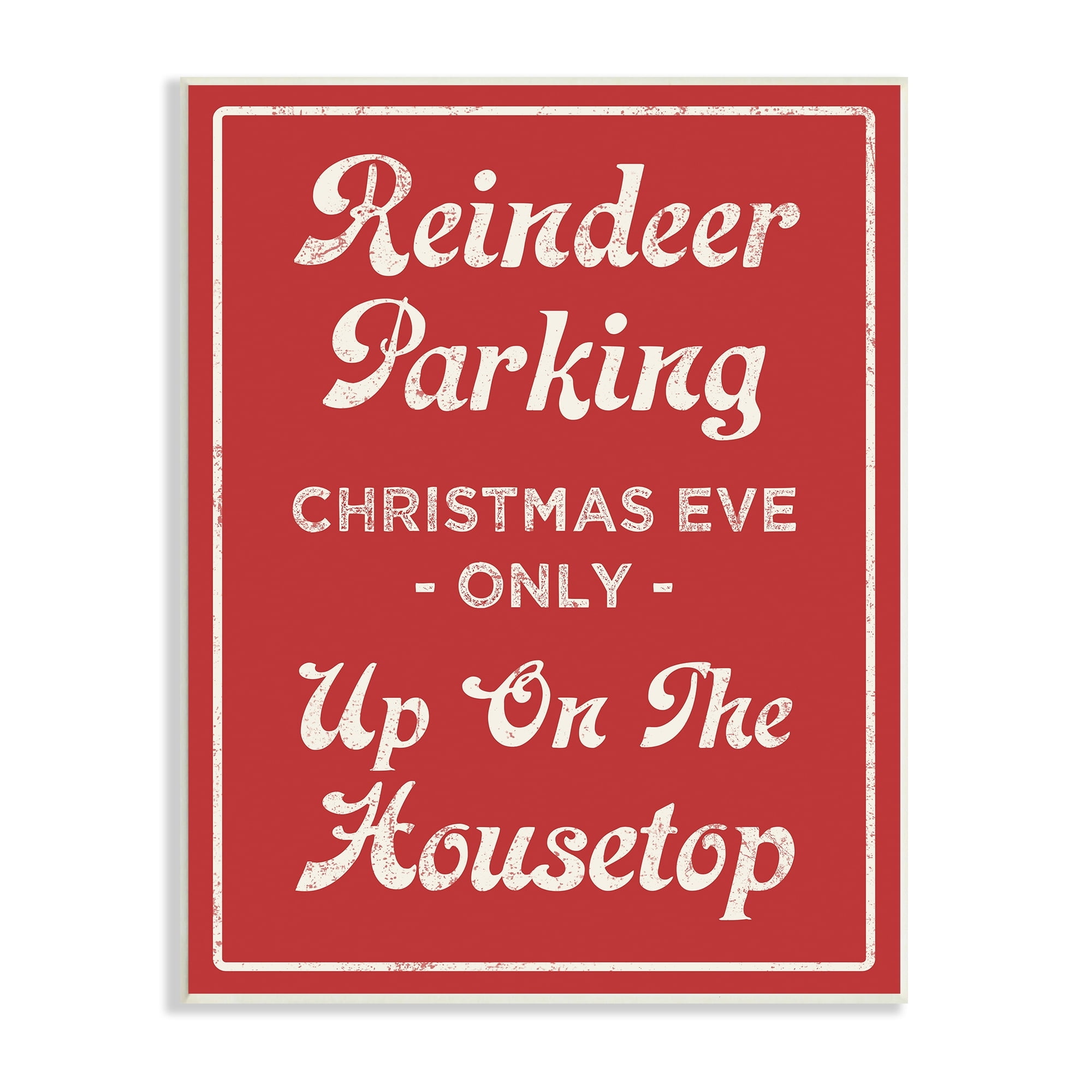 Reindeer Parking Sign Festive Christmas Vintage Text Holiday Graphic Art Unframed Art Print Wall Art