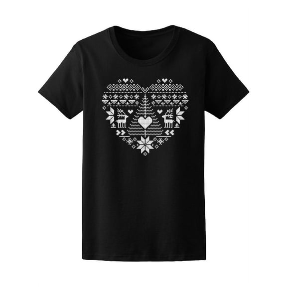 Reindeer Pine Winter Sweater T-Shirt Women -Image by Shutterstock, Female Large