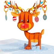 Paper Love Christmas Card - Ornament Reindeer Pop Up Card