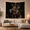 thumbnail image 1 of Reindeer Portrait With Red Bow and Pine Warm Photographic Style for Reindeer Lovers Winter Wall Decor Christmas Gift Tapestry Wall Hanging for Bedroom and Living Room, 1 of 7