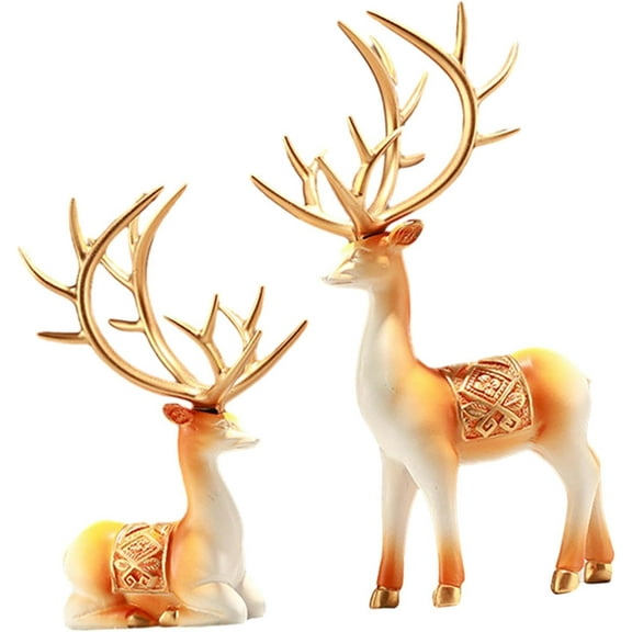 Reindeer Resin Sculpture Deer Sculpture Elk Deer Statue Elk Sculpture for Cabinet, Orange