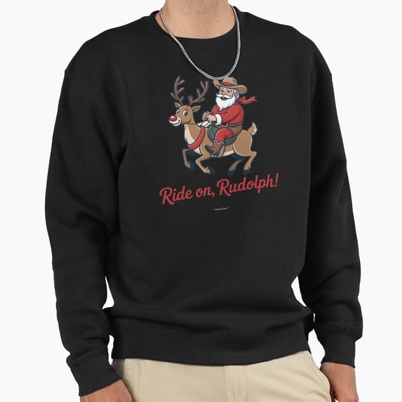 Reindeer Rider Cowboy Unisex Sweatshirt Funny Christmas Retro Vintage Holiday Graphic G3369, Up to Size 5XL