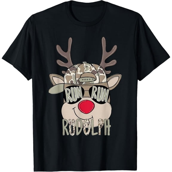 Reindeer Rudolph Merry Noel Festive Camo T-Shirt