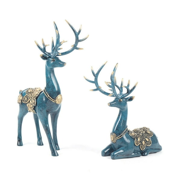 Reindeer Sculpture Retro Home Decoration Gift Festive Atmosphere Christmas Gift Reindeer Sculpture Retro Home Decoration Festive Atmosphere Home Decor Lover Deer Statue Blue