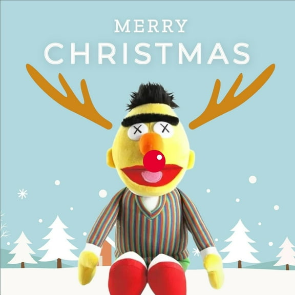 Reindeer Sesame Street BERT 11" plush stuffed animal Holiday Gift New Soft Rare