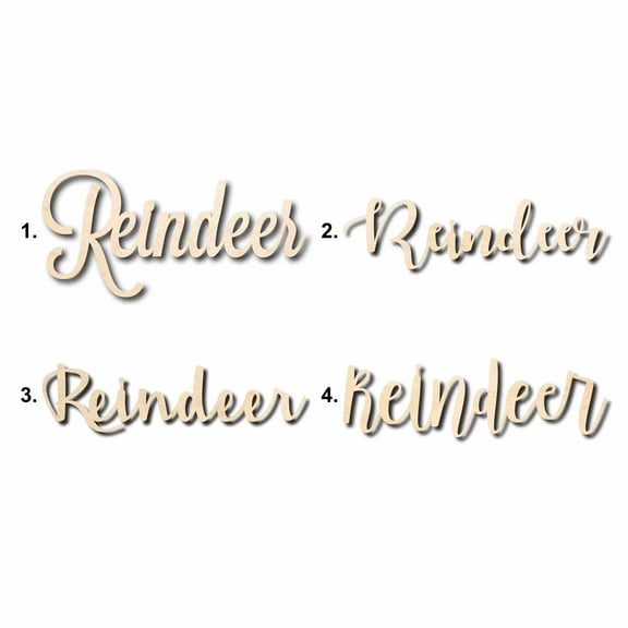 Reindeer Sign Unfinished Wood Cutout Home Decor DIY Option 1- 12" Wide / 1/8"