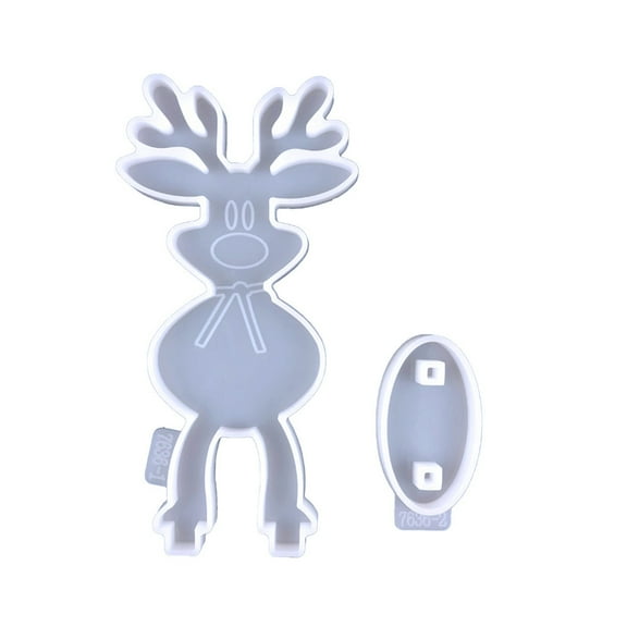 Reindeer Silicone Mold Christmas Deer Shape Resin Mould with Base Stand Handmade Table Ornament Craft Christmas Mold