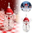 thumbnail image 1 of Reindeer Snowman Shaped Glass Straw Cup, Transparent Christmas Drinkware with Red Hat & Antlers, Festive Gift for Xmas, 1 of 6