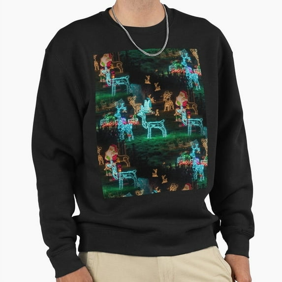 Reindeer St. Nick Christmas Lights Graphic Unisex Sweatshirt Funny Retro Animal Art G14889, Up to Size 5XL
