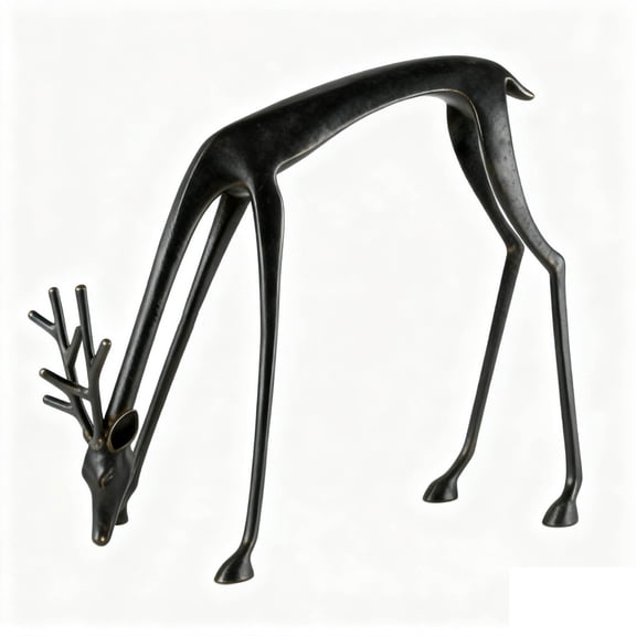 Reindeer Statues Imitation Metal Deer Sculpture, Black Finish European-Style Modern Decorative, Christmas Tabletop Ornaments for Mantel Fireplace Living Room Bedroom Home Decor (Style-A)