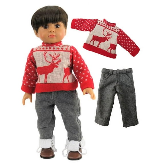 Reindeer Sweater Pant Set For 18 Inch Doll