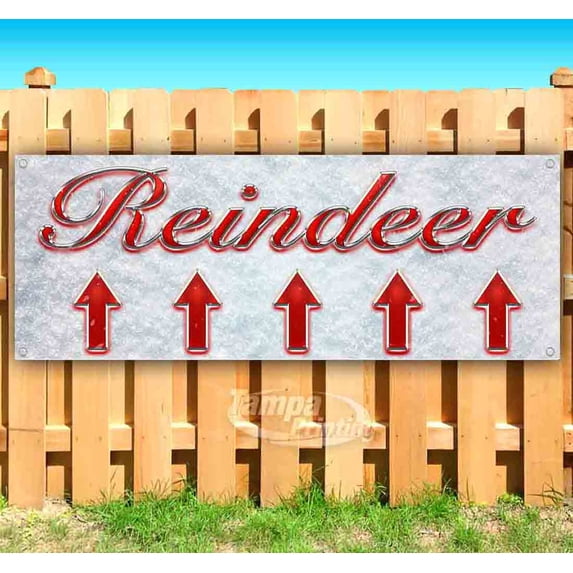 Reindeer Up Arrow Red & Chrome 13 oz Vinyl Banner With Metal Grommets