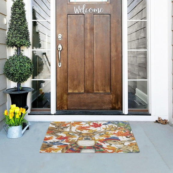 Reindeer Outdoor Doormats NonSlip Bath Rugs Absorbent Muddy Dirt Resist Door Mats 32''x20''