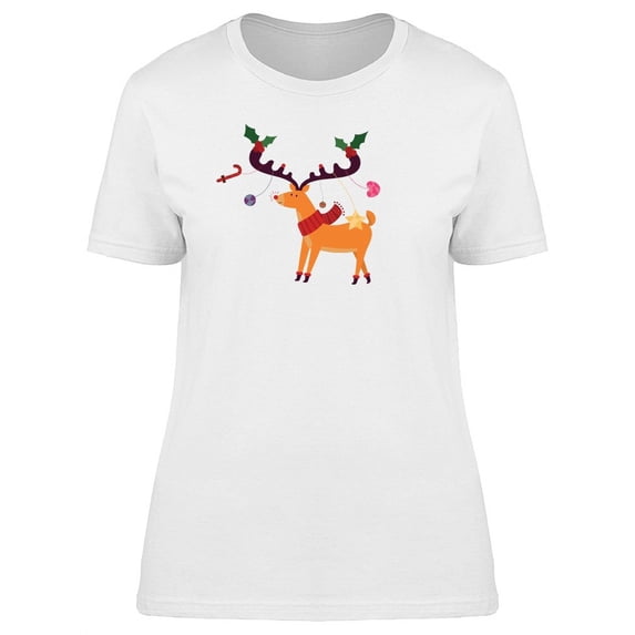 Reindeer With Ornaments T-Shirt Women -Image by Shutterstock, Female x-Large