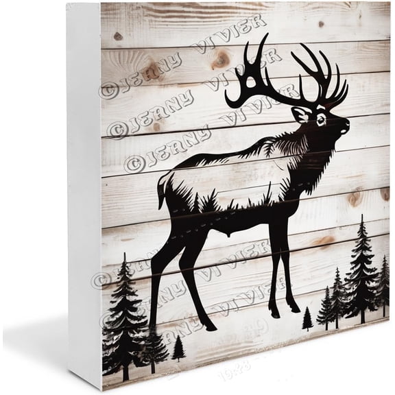 Reindeer Wooden Box Sign Reindeer Gifts Funny Christmas Welcome Sign Boho Coffee Table Decor Shelf Decorations for Home Office Wood Block Signs Housewarming Gifts 5x5 In