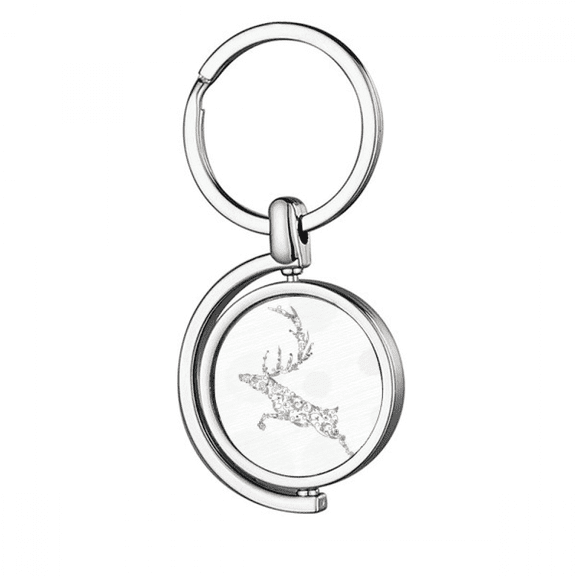Reindeer mas Pattern Rotating Keychain Metal Keyring Holder