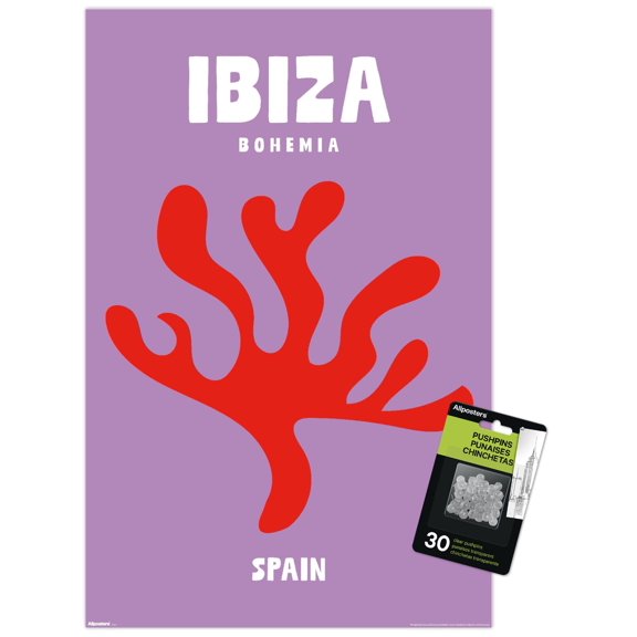 Reinders: Destinations - Destination Ibiza Wall Poster with Push Pins, 14.725" x 22.375"