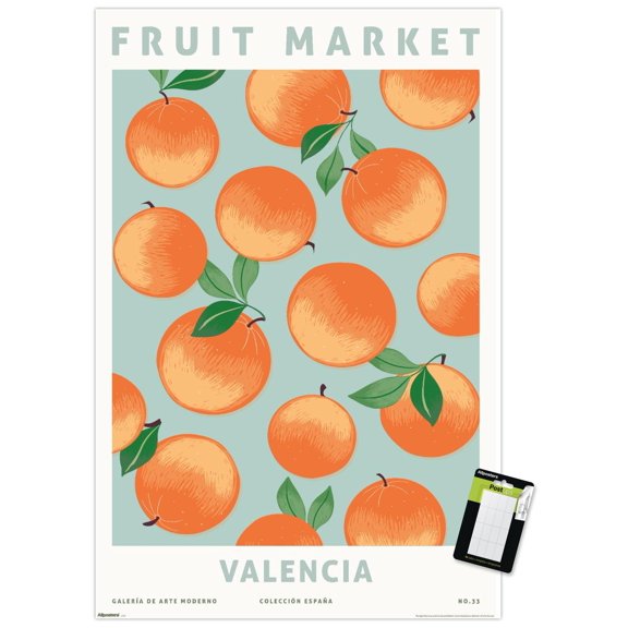 Reinders: Fruit Market - Valencia Oranges Wall Poster, 14.725" x 22.375"