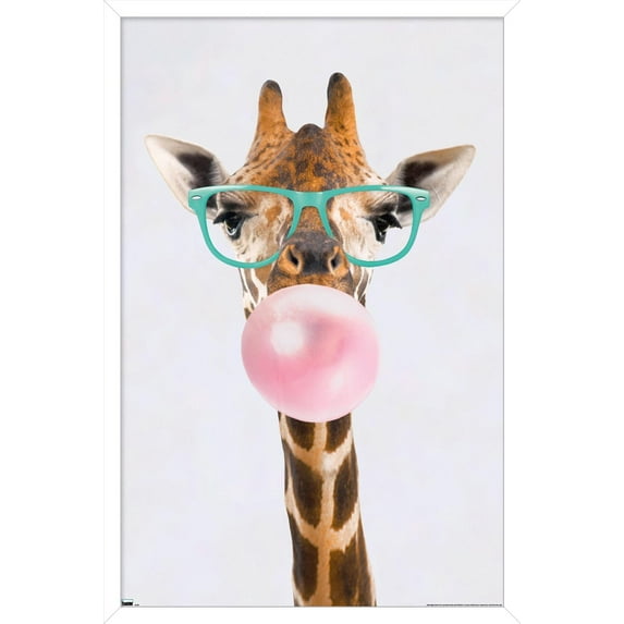 Reinders - Funky Giraffe Wall Poster, 14.725" x 22.375" Framed